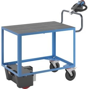 Montagewagen mit Elektroantrieb, 1 Etage aus Kunststoff, LxBxH 1470 x 700 x 1300 mm, blau eurokraft pro