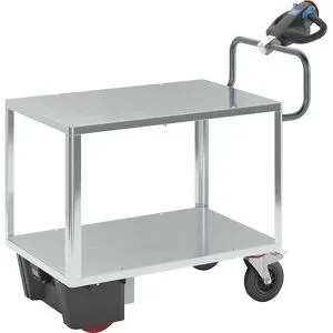 Montagewagen mit Elektroantrieb, 2 Etagen verzinkt, LxBxH 1470 x 700 x 1300 mm, verzinkt eurokraft pro