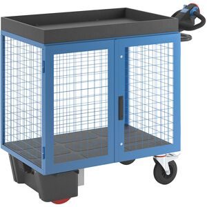 Schrankwagen mit Elektroantrieb, Drahtgitter mit Türen, LxBxH 1460 x 750 x 1200 mm eurokraft pro