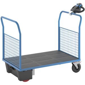 Plattformwagen mit Elektroantrieb, 2 Gitter-Stirnwände, LxBxH 1620 x 800 x 1300 mm eurokraft pro