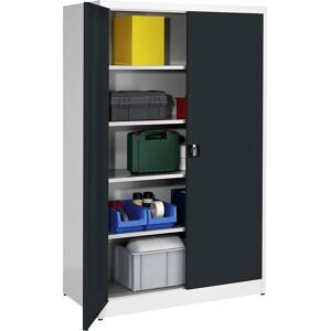 Schwerlast-Flügeltürschrank, HxB 1950 x 1200 mm, Tiefe 600 mm, lichtgrau/anthrazitgrau mauser