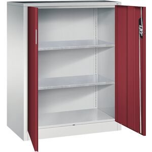 Werkstatt-Beistellschrank mit Flügeltüren, HxBxT 1200 x 930 x 500 mm, lichtgrau / rubinrot C+P