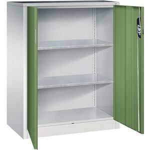 Werkstatt-Beistellschrank mit Flügeltüren, HxBxT 1200 x 930 x 500 mm, lichtgrau / resedagrün C+P