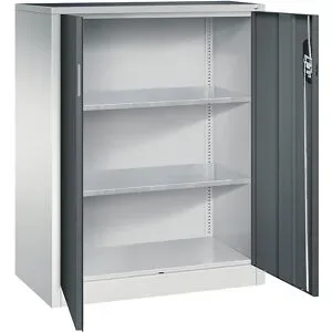 Werkstatt-Beistellschrank mit Flügeltüren, HxBxT 1200 x 930 x 500 mm, lichtgrau / anthrazitgrau C+P