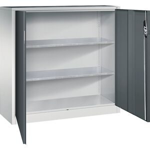 Werkstatt-Beistellschrank mit Flügeltüren, HxBxT 1200 x 1200 x 400 mm, lichtgrau / anthrazitgrau C+P