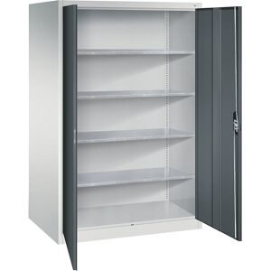 Werkstatt-Flügeltürschrank, HxBxT 1950 x 1200 x 800 mm, lichtgrau / anthrazitgrau C+P
