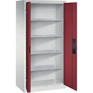 Werkstatt-Schwerlastschrank, Breite 930 mm, Tiefe 600 mm, Tür rubinrot C+P
