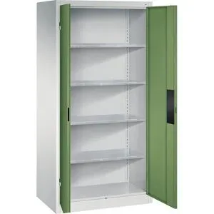 Werkstatt-Schwerlastschrank, Breite 930 mm, Tiefe 600 mm, Tür resedagrün C+P