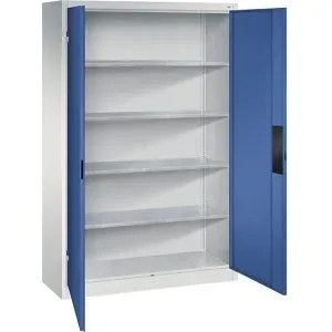 Werkstatt-Schwerlastschrank, Breite 1200 mm, Tiefe 400 mm, Tür enzianblau C+P