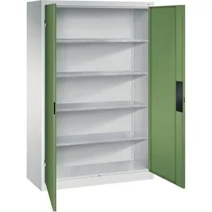 Werkstatt-Schwerlastschrank, Breite 1200 mm, Tiefe 500 mm, Tür resedagrün C+P