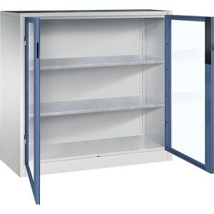 Sichtfenster-Flügeltürschrank, HxBxT 1200 x 1200 x 500 mm, 2 Fachböden, lichtgrau / fernblau C+P