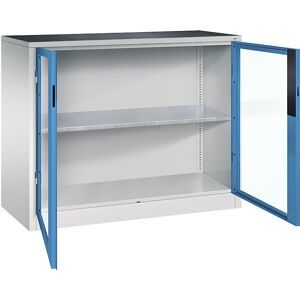 Sichtfenster-Flügeltürschrank, HxBxT 1000 x 1200 x 500 mm, 1 Fachboden, lichtgrau / lichtblau C+P