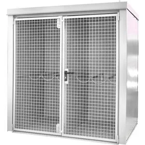 Gasflaschencontainer mit Trennwand, feuerbeständig, für 35 Flaschen mit Ø 230 mm, weiß eurokraft pro