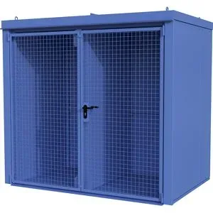 Gasflaschencontainer mit Trennwand, feuerbeständig, für 45 Flaschen mit Ø 230 mm, blau eurokraft pro