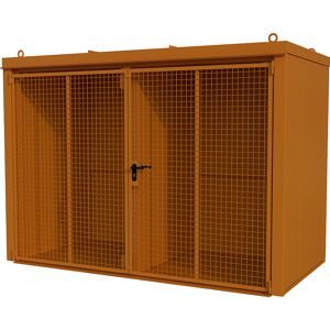 Gasflaschencontainer mit Trennwand, feuerbeständig, für 60 Flaschen mit Ø 230 mm, orange eurokraft pro