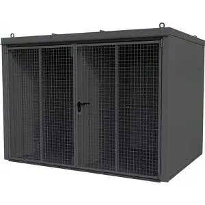 Gasflaschencontainer mit Trennwand, feuerbeständig, für 96 Flaschen mit Ø 230 mm, grau eurokraft pro