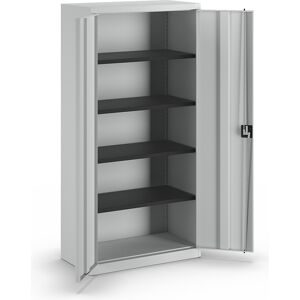Flügeltürenschrank HxB außen 1950 x 950 mm, mit 4 Fachböden, Tiefe 500 mm, lichtgrau RAL 7035 mauser