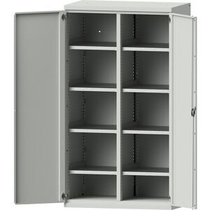 Schwerlastschrank aus Stahl, 8 Fachböden, lichtgrau/lichtgrau eurokraft pro