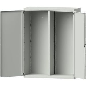 Schwerlastschrank JUMBO aus Stahlblech, Leerschrank mit Mitteltrennwand, lichtgrau/lichtgrau eurokraft pro
