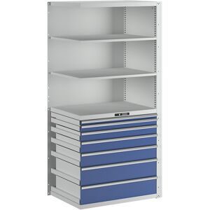 Schubladenregal, 3 Universal-, 2 Verstellböden, 7 Schubladen, Anbaufeld LISTA