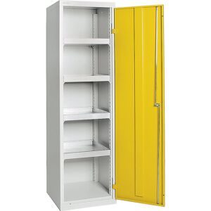 kaiserkraft Umweltschrank ohne Türlochung, HxBxT 1800 x 500 x 500 mm, 4 Wannenböden, lichtgrau / signalgelb