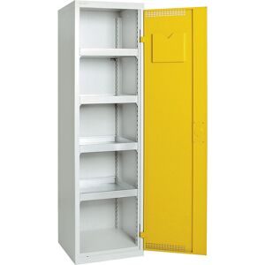 kaiserkraft Umweltschrank mit Türlochung, HxBxT 1800 x 500 x 500 mm, 4 Wannenböden, lichtgrau / signalgelb