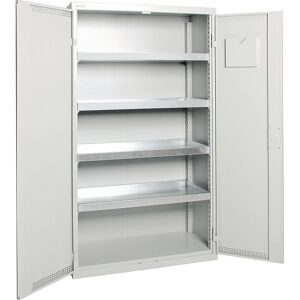 kaiserkraft Umweltschrank mit Türlochung, HxBxT 1800 x 1000 x 500 mm, 4 Wannenböden, lichtgrau / lichtgrau