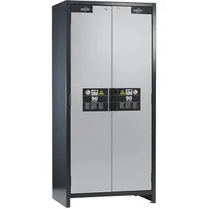 Feuerbeständiger Industrie-Gefahrstoffschrank Typ 90, HxBxT 1955 x 900 x 615 mm, 2-türig, lichtgrau asecos