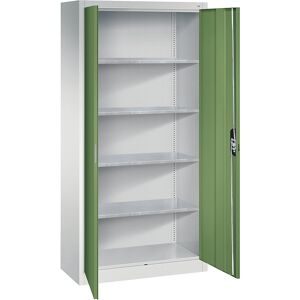Werkstatt-Flügeltürschrank, HxBxT 1950 x 930 x 400 mm, lichtgrau / resedagrün C+P