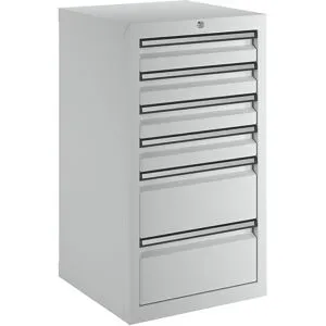 kaiserkraft Schubladenschrank, HxBxT 900 x 500 x 500 mm, 4 Schubladen 100 mm hoch, 2 Schubladen 200 mm, Korpus und Schubladen grau