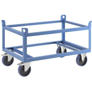 Fahrgestell aus Stahl, für Europaletten, Tragfähigkeit 1000 kg, Ladehöhe 650 mm, blau eurokraft pro