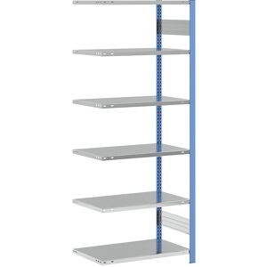 Steckregal, Bauart leicht, einseitig, HxBxT 2500 x 1000 x 600 mm, blau/verzinkt, Anbauregal eurokraft pro