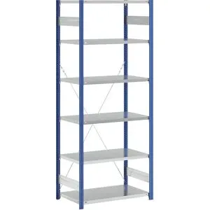 Steckregal, Bauart leicht, einseitig, HxBxT 2500 x 1000 x 600 mm, blau/grau, Grundregal eurokraft pro