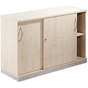 kaiserkraft THEA - Schiebetürenschrank, 1 Fachboden, 2 Ordnerhöhen, Ahorn-Dekor