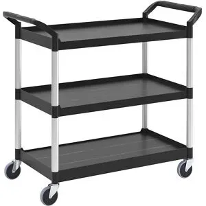 Servicewagen Rubbermaid Utility Cart, 3 Etagen, bis 90 kg, offene Ausführung, schwarz