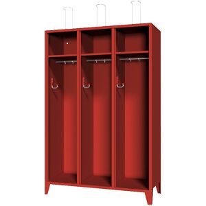 Feuerwehrschrank mit Füßen, ohne Tür, 3 Abteile, 6 Fächer Pavoy