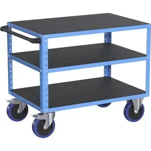 Montagewagen CustomLine, 3 Etagen, lichtblau, Vollelastikbereifung eurokraft pro