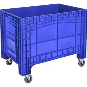 Transport-und Stapelbehälter Noah, ohne Deckel, Boden & Wände geschlossen, Volumen 535 l, Traglast bis 300 kg, Lenk- & Bockrollen, B 1200 x T 800 x H 950 mm, lebensmittelechtes Polyethylen, blau