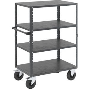 Etagenwagen CustomLine, 4-seitig offen, 4 Etagen, anthrazitgrau RAL 7016, Vollgummi eurokraft pro