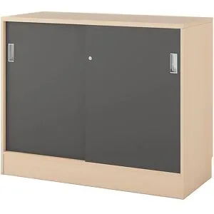 kaiserkraft Schrank Chicago mit Schiebetüren, HxBxT 948 x 1215 x 400 mm, Birke / dunkelgrau