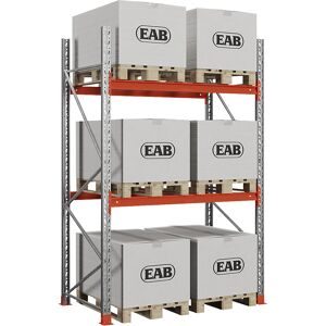 kaiserkraft Palettenregal Space, verzinkt/orange, HxBxT 2500 x 2030 x 1100 mm, Fachlast 2000 kg, Grundregal