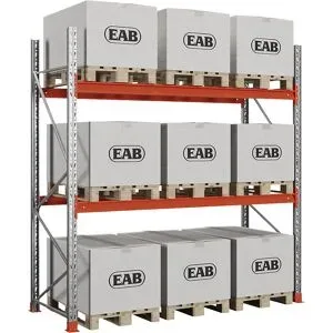 kaiserkraft Palettenregal Space, verzinkt/orange, HxBxT 3000 x 2930 x 1100 mm, Fachlast 1650 kg, Grundregal