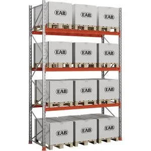 kaiserkraft Palettenregal Space, verzinkt/orange, HxBxT 4500 x 2930 x 1100 mm, Fachlast 1650 kg, Grundregal