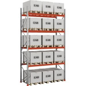 kaiserkraft Palettenregal Space, verzinkt/orange, HxBxT 5000 x 2930 x 1100 mm, Fachlast 1650 kg, Grundregal