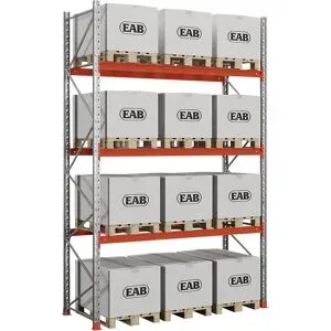 kaiserkraft Palettenregal Space, verzinkt/orange, HxBxT 4500 x 2930 x 1100 mm, Fachlast 3000 kg, Grundregal