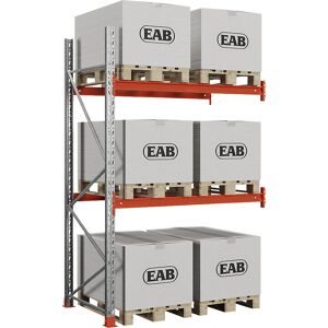 kaiserkraft Palettenregal Space, verzinkt/orange, HxBxT 3000 x 1940 x 1100 mm, Fachlast 2000 kg, Anbauregal