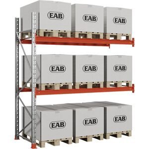 kaiserkraft Palettenregal Space, verzinkt/orange, HxBxT 3000 x 2840 x 1100 mm, Fachlast 2250 kg, Anbauregal