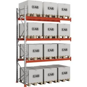 kaiserkraft Palettenregal Space, verzinkt/orange, HxBxT 4000 x 2840 x 1100 mm, Fachlast 2250 kg, Anbauregal