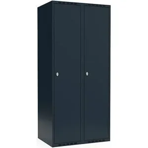 kaiserkraft Spind Fydor, 2 Abteile, anthrazit, B 800 mm, flache Dachform, Vorhängeschloss