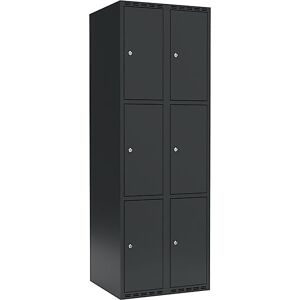 kaiserkraft 3er-Schließfachschrank Fydor, 2 Abteile, anthrazit, B 600 mm, 2 Abteile, flache Dachform, Zylinderschloss